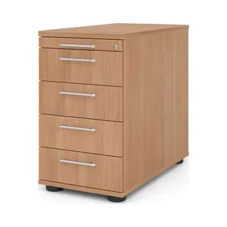 Mcbuero.de Standcontainer 80cm 4 Schub Schloss Relinggriff Nussbaum