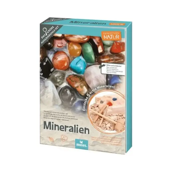 Moses. Expedition Natur Das Große Mineralien-Ausgrabungs-Set, Gipsblock Mit 5 Echten Mineralien, Ausgrabungsset Inklusive Ausgrabungswerkzeug, Lupe, thumbnail