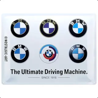 Nostalgic-Art Retro Bord, 30 X 40 Cm, Bmw Evolution Logo, Cadeau-idee Voor Bmw-fans, Officieel Gelicentieerd Product (Olp), Metaal, Vintage Design