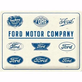 Nostalgic Art Merchandising Wandbord - Ford Motor Company Logo Evolution