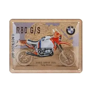 Nostalgic-Art Retro Blechschild, 15 X 20 Cm, Bmw – R 80 G/S Paris Dakar – Geschenk-Idee Für Bmw Accessoires Fans, Original Lizenzprodukt (Olp),