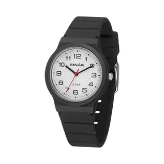 Sinar - Horloge Dames - Kinderhorloge Jongen Meisje - Tiener - Analoog - 10 Bar Waterdicht - Zwart - Ø 34mm - Verstelbaar (13 - 18 Cm) - Stevig &