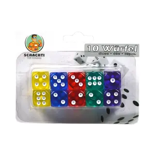 TopTen Dobbelstenen - 10x - Kleurenmix - Kunststof - Bordspellen - Dobbel Spellen