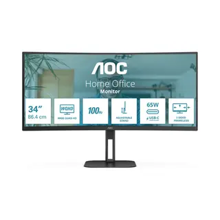 Aoc V5 CU34V5C/Bk Led display 86.4 cm (34") 3440 x 1440 pixels Wide Quad Hd Black