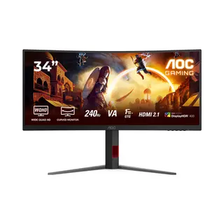 Aoc G4 CU34G4Z computer monitor 86,4 cm (34") 3440 x 1440 Pixels Wide Quad Hd Led Zwart, Rood