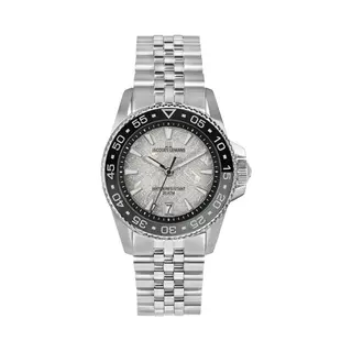 Jacques Lemans Liverpool Diver 1-2205 Men's Watch With Silicone Strap And Leather Surface Or Metal Strap 41 Mm Date 20 Atm, Silver / Metal Band