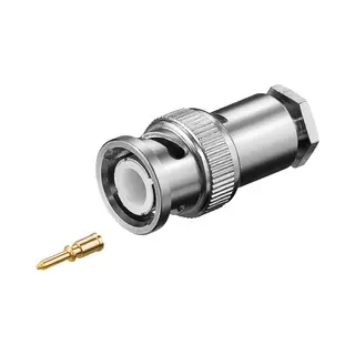 Goobay Bnc-Stecker, Schraubanschluss, Metallgehäuse, 50 Ohm, RG58-/U-Kabel, vergoldetem Pin, silber