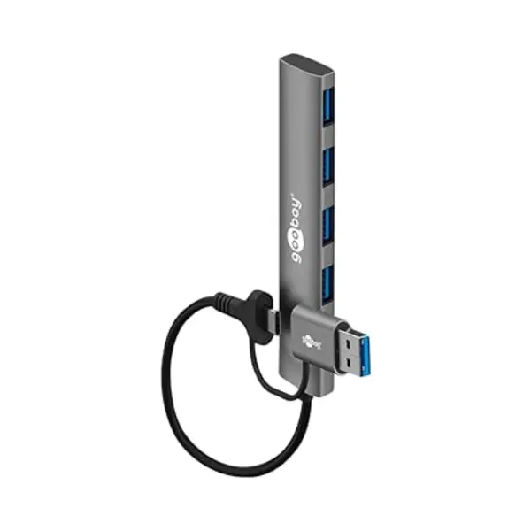 Goobay Usb C Hub 5 Gbps - 2 In 1 Aluminium Usb 3.2 - Usb-C Male/Usb-A Male (Usb 3.2) > 4x Usb-A (Usb 3.2) / Usb C Splitter Compatible With thumbnail
