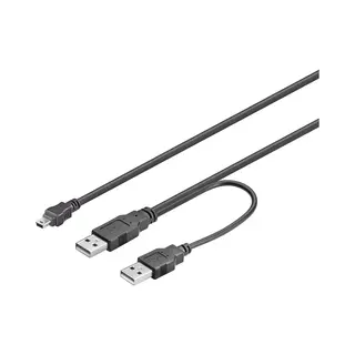 Goobay 0.6 m 2 x Usb A/mini Usb B Usb-kabel Usb 2.0 0,6 m Mini-Usb B Zwart