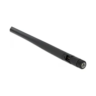 DeLOCK Wlan 802.11 ac/ax/a Antenne Rp-Sma Stecker 5 dBi 20 cm omnidirektional mit Kippgelenk und flexiblem Material schwarz
