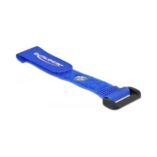 DeLOCK Klett-Kabelbinder mit Schlaufe und Befestigungsöse L 150 x B 20 mm blau 5 Stück