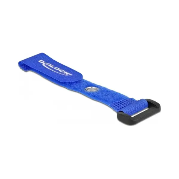 DeLOCK Klett-Kabelbinder mit Schlaufe und Befestigungsöse L 150 x B 20 mm blau 5 Stück thumbnail