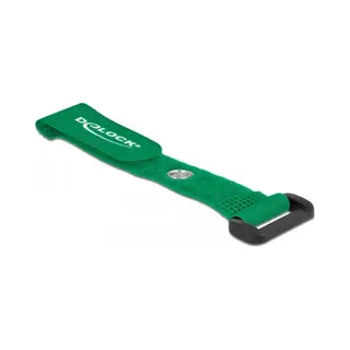DeLOCK Klett-Kabelbinder mit Schlaufe und Befestigungsöse L 150 x B 20 mm grün 5 Stück