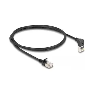 DeLOCK RJ45 Netzwerkkabel Cat.6A S/Ftp Slim 90° oben gewinkelt / gerade 1 m schwarz