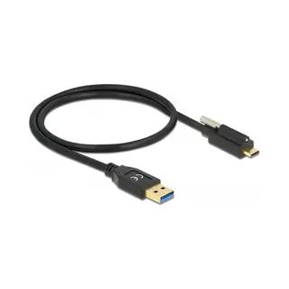 DeLOCK SuperSpeed Usb 10 Gbps (Usb 3.2 Gen 2) Kabel Typ-A Stecker zu Usb Type-C Stecker mit Schraube oben 0,5 m
