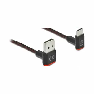 DeLOCK Easy-Usb 2.0 Kabel Typ-A Stecker zu Usb Type-C™ Stecker gewinkelt oben / unten 2 m schwarz