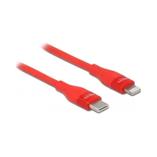 DeLOCK Daten- und Ladekabel Usb Type-C zu Lightning für iPhone, iPad und iPod rot 0,5 m MFi