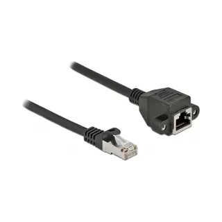 DeLOCK Netzwerk Verlängerungskabel S/Ftp RJ45 Stecker zu RJ45 Buchse Cat.6A 5 m schwarz