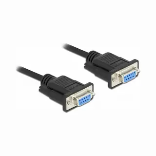 DeLOCK Seriell Kabel Rs-232 D-Sub 9 Buchse zu Buchse Nullmodem mit schmalem Steckergehäuse - Full Handshaking - 2 m