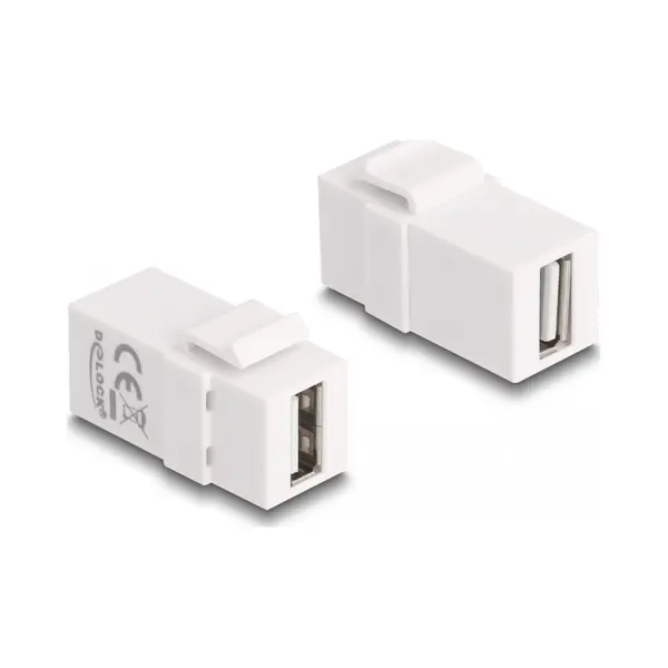 DeLOCK Keystone Modul Usb 2.0 A Buchse zu Usb 2.0 A Buchse weiß thumbnail