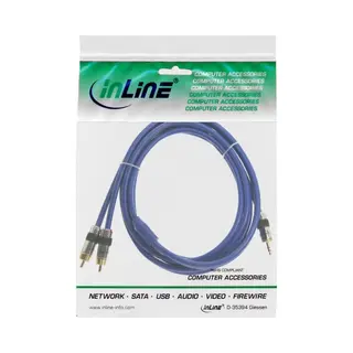 InLine 4043718070213 Audiokabel 20 m 2 x Rca 3,5 mm Blau