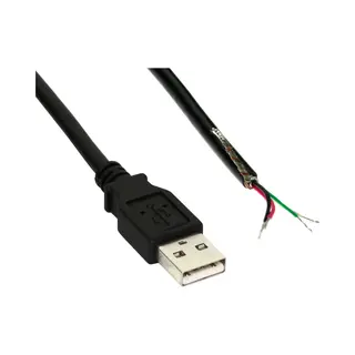 InLine Usb 2.0 Kabel, A an offenes Ende, schwarz, 2m, bulk