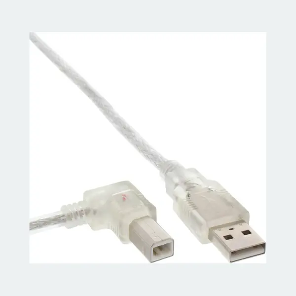 InLine Usb 2.0 Kabel, A an B links abgewinkelt, transparent, 0,5m thumbnail