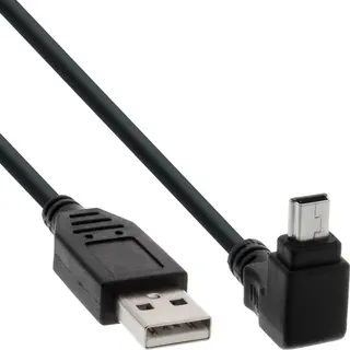 InLine Usb 2.0 Mini-Kabel, St A/Mini-B St (5pol) oben abgew. 90°, schwarz, 0,5m