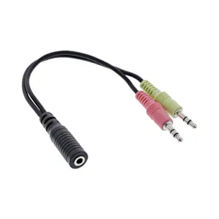 InLine Audio Headset Adapterkabel, 2x 3,5mm Stecker an 3,5mm Buchse Omtp, 0,15m