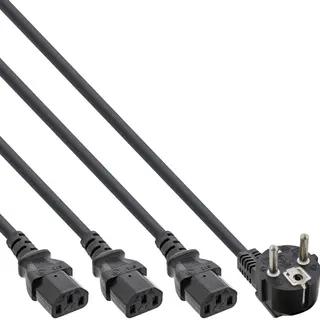 InLine Netz-Y-Kabel, 1x Schutzkontakt St / 3x Kaltgeräte St, Ver. 1 (2m+1/2/3m)