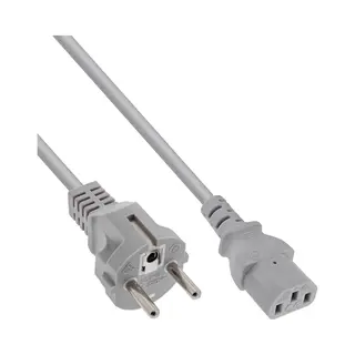 InLine Netzkabel, Schutzkontakt gerade auf Kaltgerätestecker C13, 0,5m, grau