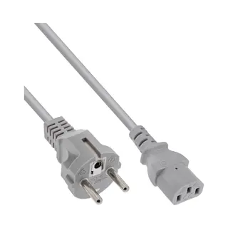 InLine Netzkabel, Schutzkontakt gerade auf Kaltgerätestecker C13, 3,0m, grau