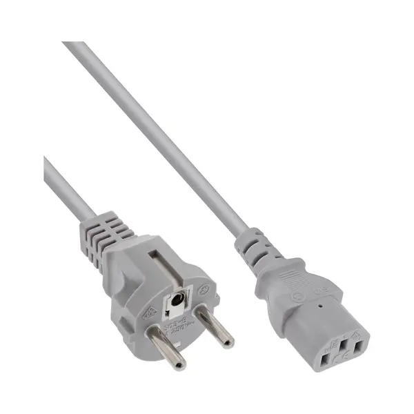 InLine Netzkabel, Schutzkontakt gerade auf Kaltgerätestecker C13, 3,0m, grau thumbnail
