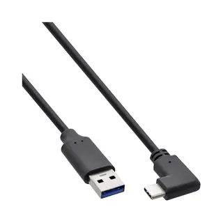 InLine Usb 3.2 Kabel, Usb-C Stecker gewinkelt an A Stecker, schwarz, 1,5m