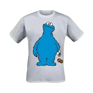 Sesame Street T-shirt - Cookie Monster - Cookie Thief - S Tot 5XL - Voor Mannen - Grijs Gemêleerd