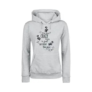 Alice In Wonderland Cheshire Cat - I'm Not Crazy Hoodie Mottled Grey