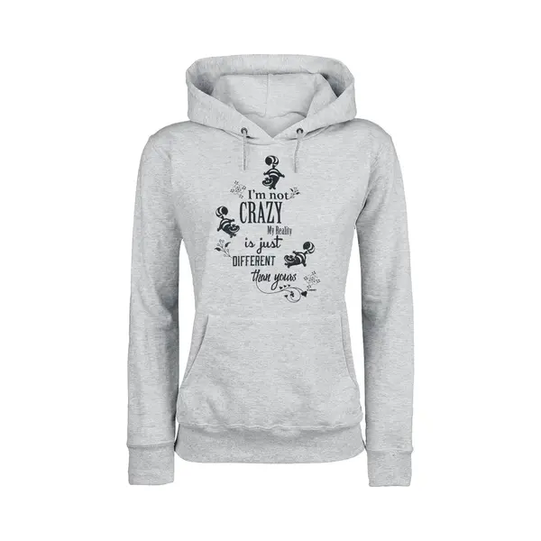 Alice In Wonderland Cheshire Cat - I'm Not Crazy Hoodie Mottled Grey thumbnail