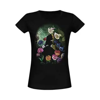Alice In Wonderland Black Flower T-Shirt Black