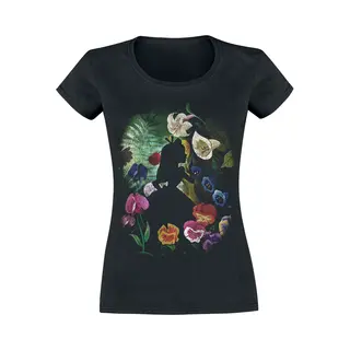 Alice In Wonderland Black Flower T-Shirt Black