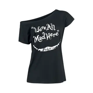 Alice In Wonderland Cheshire Cat - We're All Mad Here T-Shirt Black