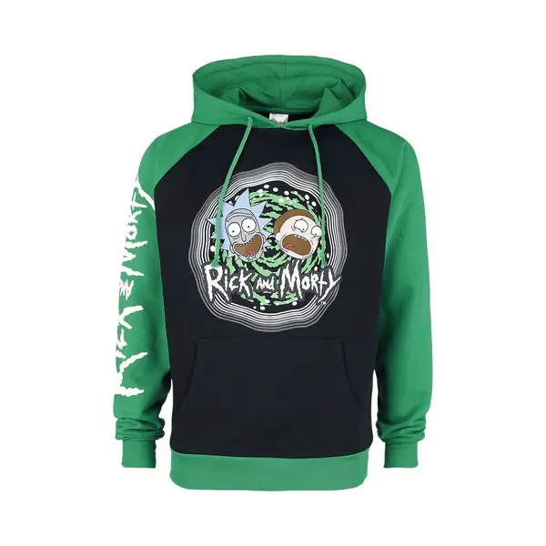 Rick And Morty Portal Hoodie Black Green thumbnail