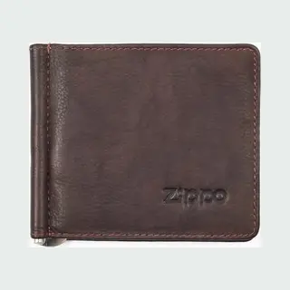 Lederen Portemonnee Met Money Clip Zippo - Bruin
