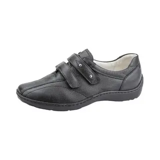 Waldlaufer Henni H Fit 2v Black Leather Womens Comfort Slip On Shoes 496301-172001 In A Plain Leather In Size 3.5