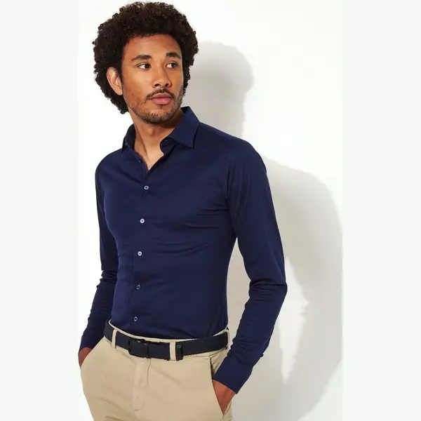 Desoto Jersey Shirt Donker Marine, Effen thumbnail