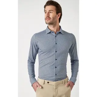 Desoto Langarmhemd "Jerseyhemd Casual Kent Langarm" Flexibler Stretch, Mit Modischem Allover-Print