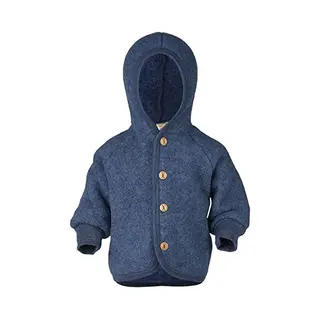 Engel Baby Jacke Mit Kapuze Wollfleece, 86-92/86/92, Blau Melange
