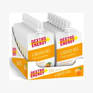Dextro Energy Liquid Gel Orange + Vitamins - 18x60ml (18er Pack) - High Carb Energy Gel Zur Schnellen Kohlenhydrate Versorgung Und Vitaminen