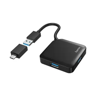 Hama 00200116 Schnittstellen-Hub Usb 3.2 Gen 1 (3.1 Gen 1) Typ-A + Typ-C 5000 Mbit/s Schwarz