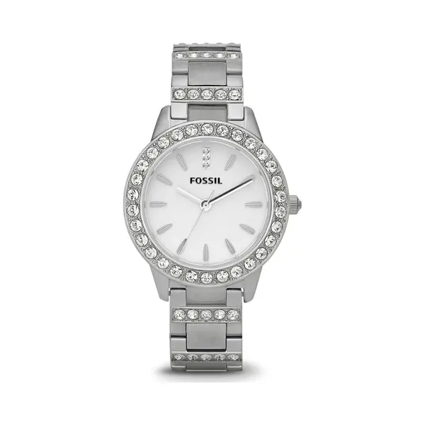 Fossil Quarzuhr Jesse ES2362, Armbanduhr, Damenuhr, Glassteine, Analog, Edelstahlarmband thumbnail
