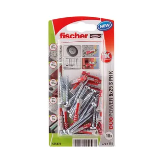 Fischer 535478 screw anchor / wall plug 18 pc(s) Screw & wall plug kit 25 mm